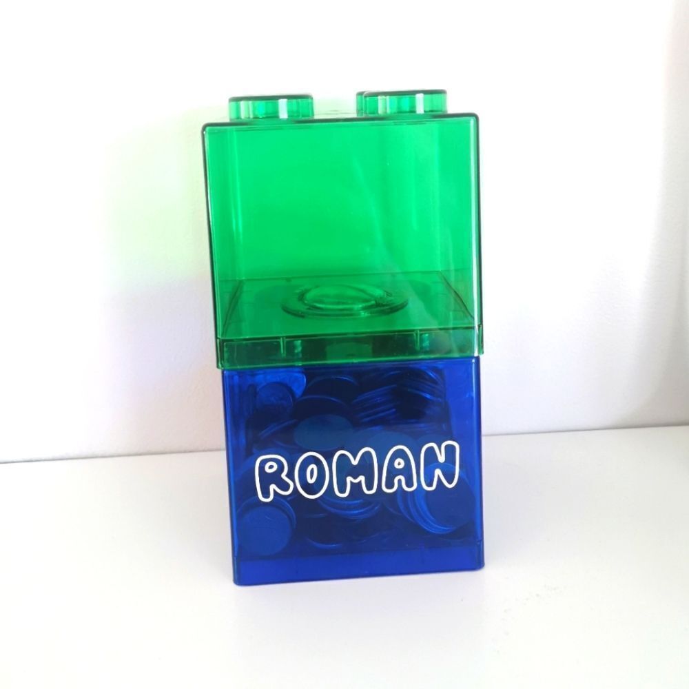 Lego building brick coin bank